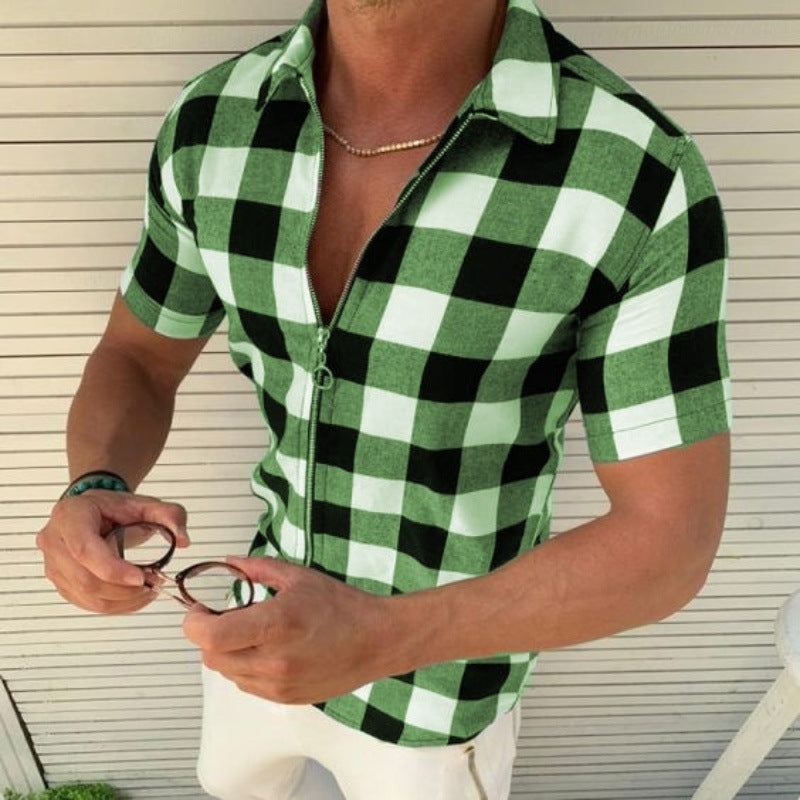 Plaid Zipper Shirt for Men