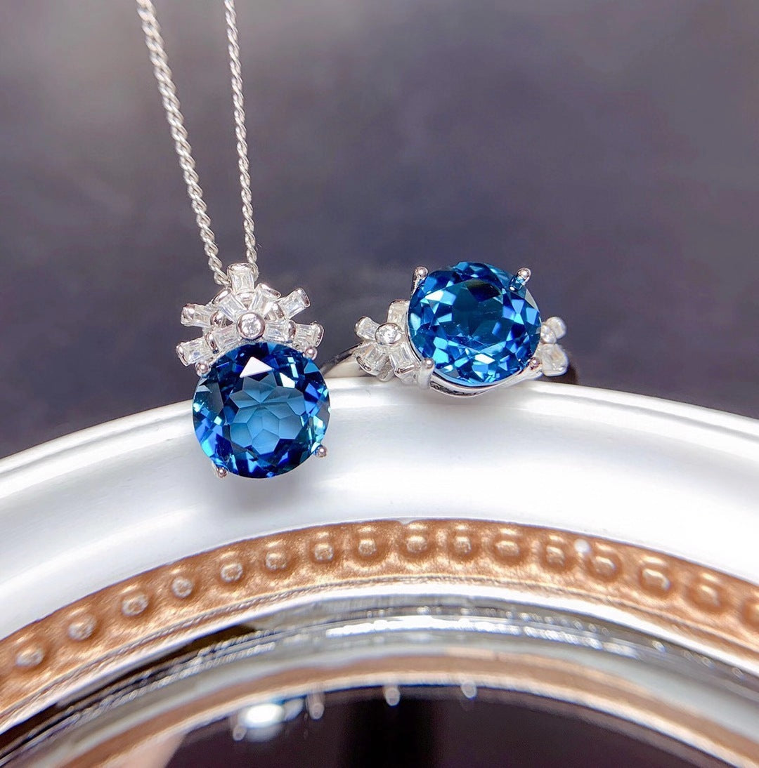 London Blue Stones Pendants Necklaces Jewelry Sets