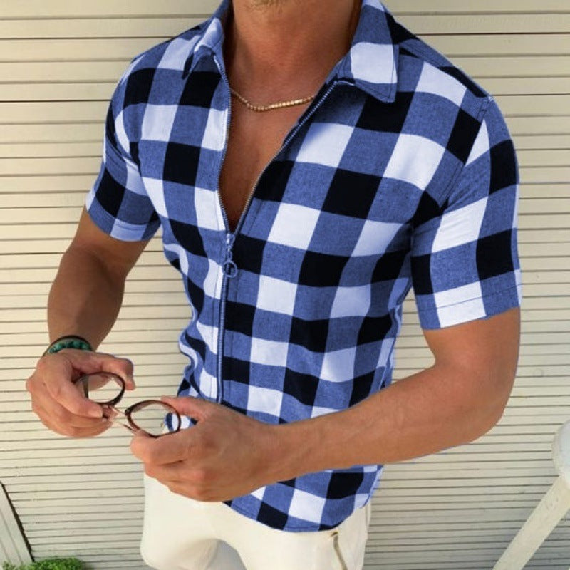 Plaid Zipper Shirt for Men