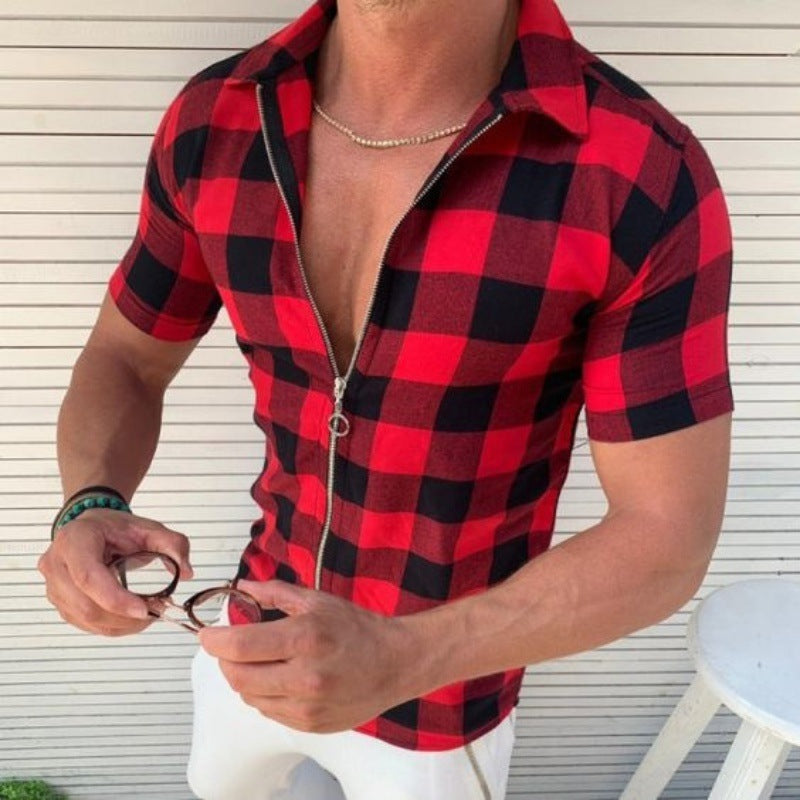 Plaid Zipper Shirt for Men