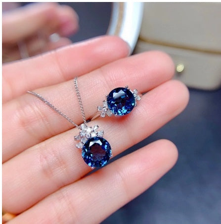 London Blue Stones Pendants Necklaces Jewelry Sets