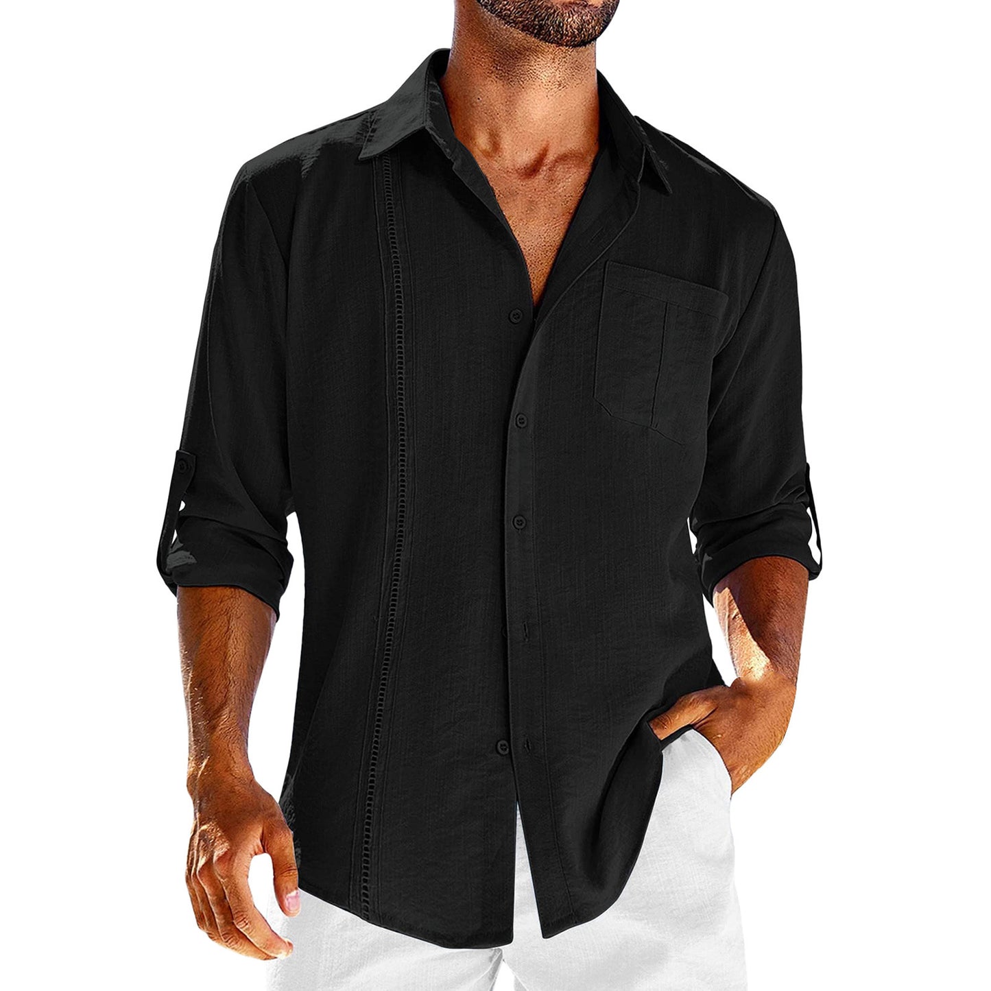 Casual Long Sleeve Shirt With Polo Collar