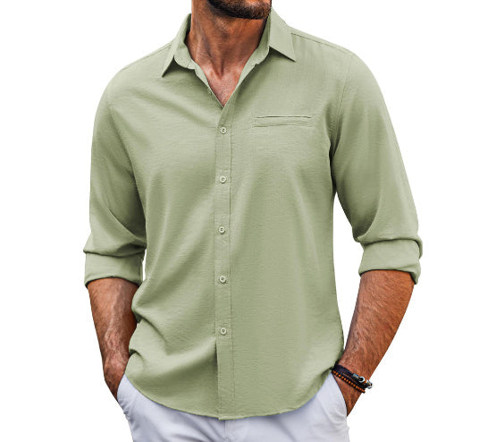 Casual Long Sleeve Shirt With Polo Collar