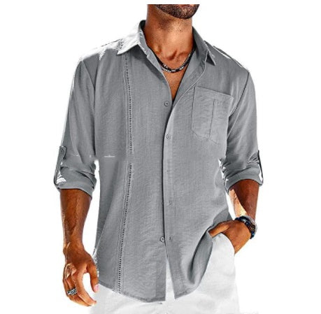 Casual Long Sleeve Shirt With Polo Collar