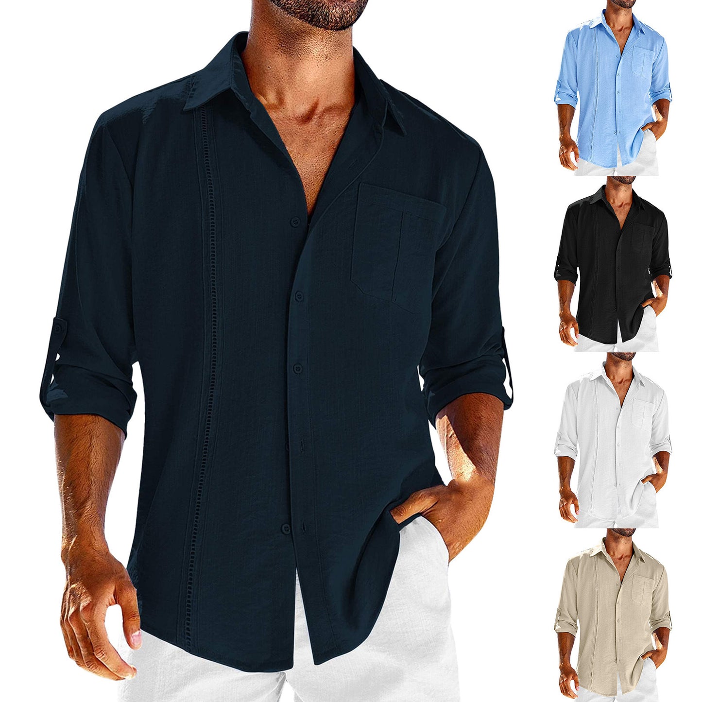 Casual Long Sleeve Shirt With Polo Collar