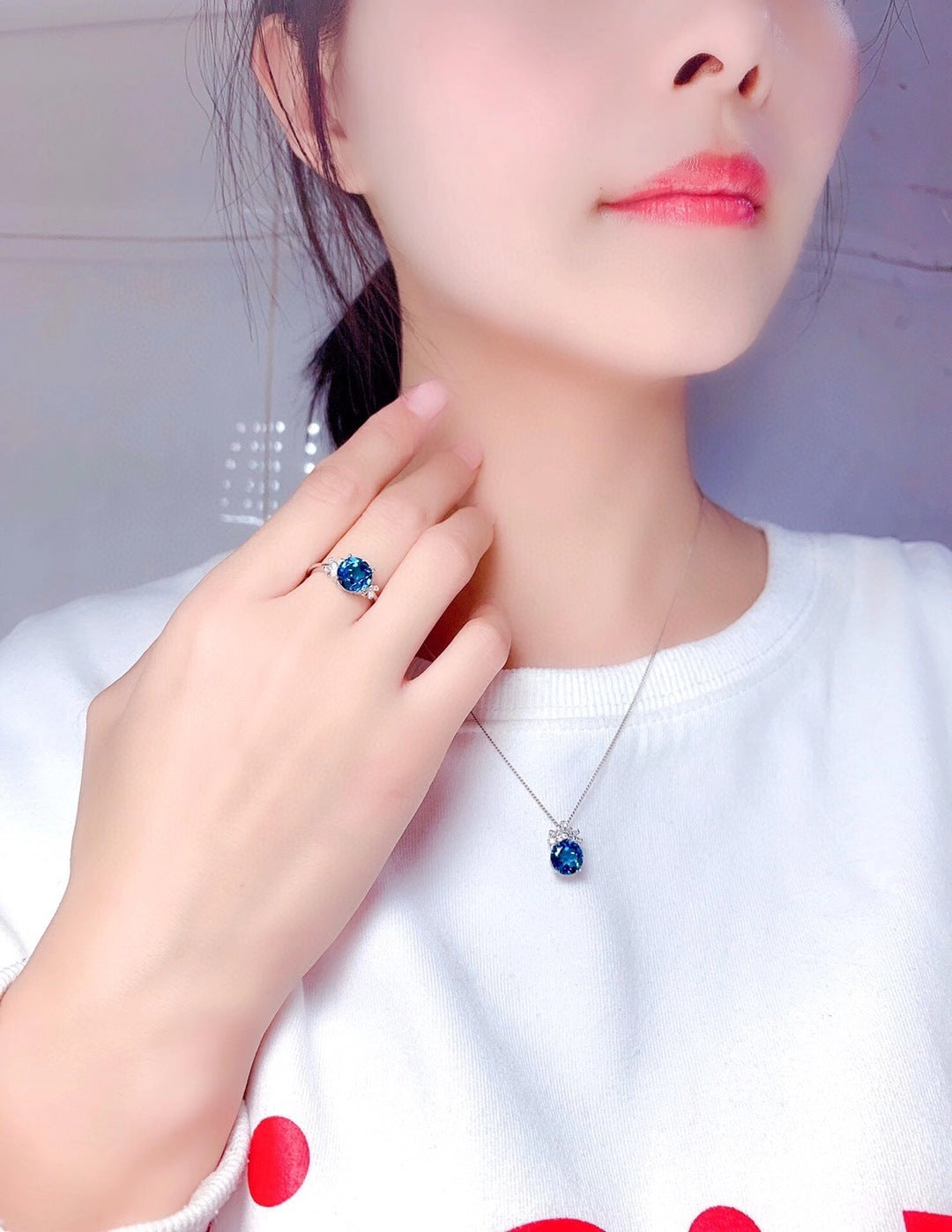 London Blue Stones Pendants Necklaces Jewelry Sets