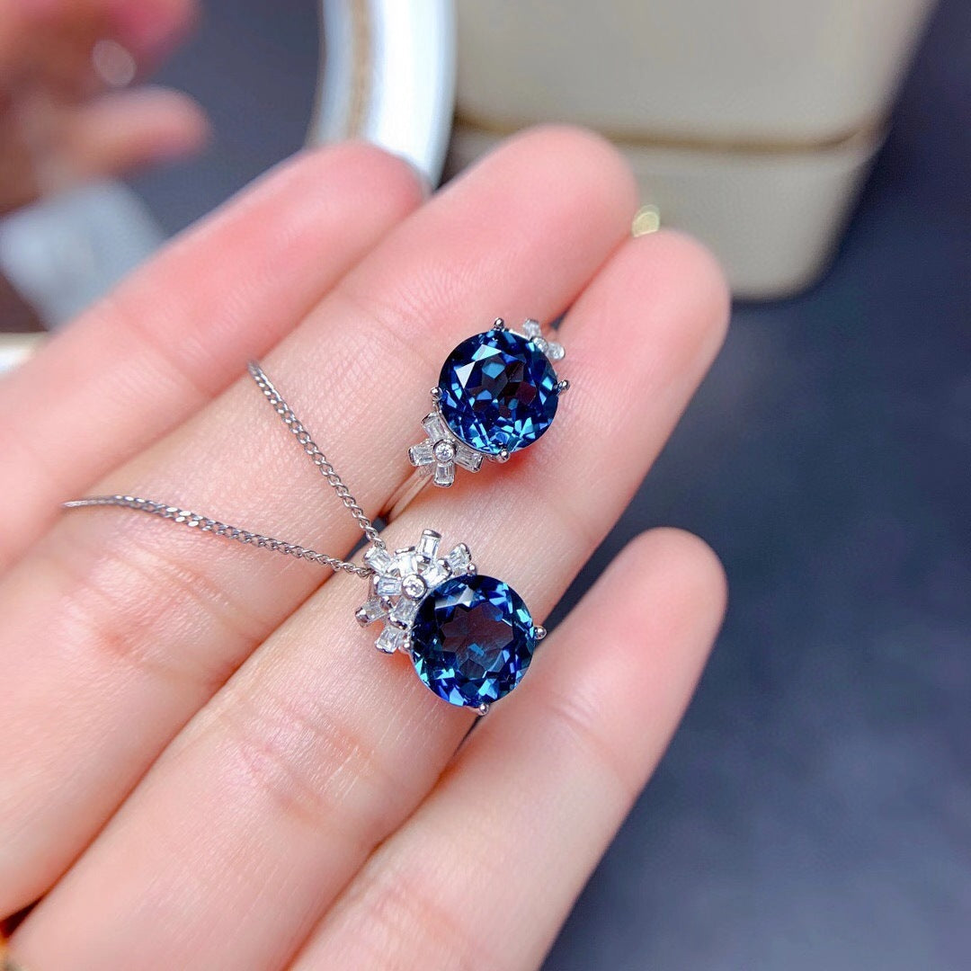 London Blue Stones Pendants Necklaces Jewelry Sets