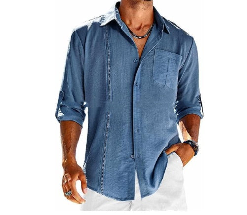 Casual Long Sleeve Shirt With Polo Collar