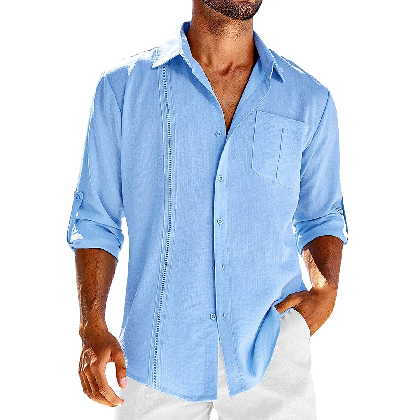 Casual Long Sleeve Shirt With Polo Collar