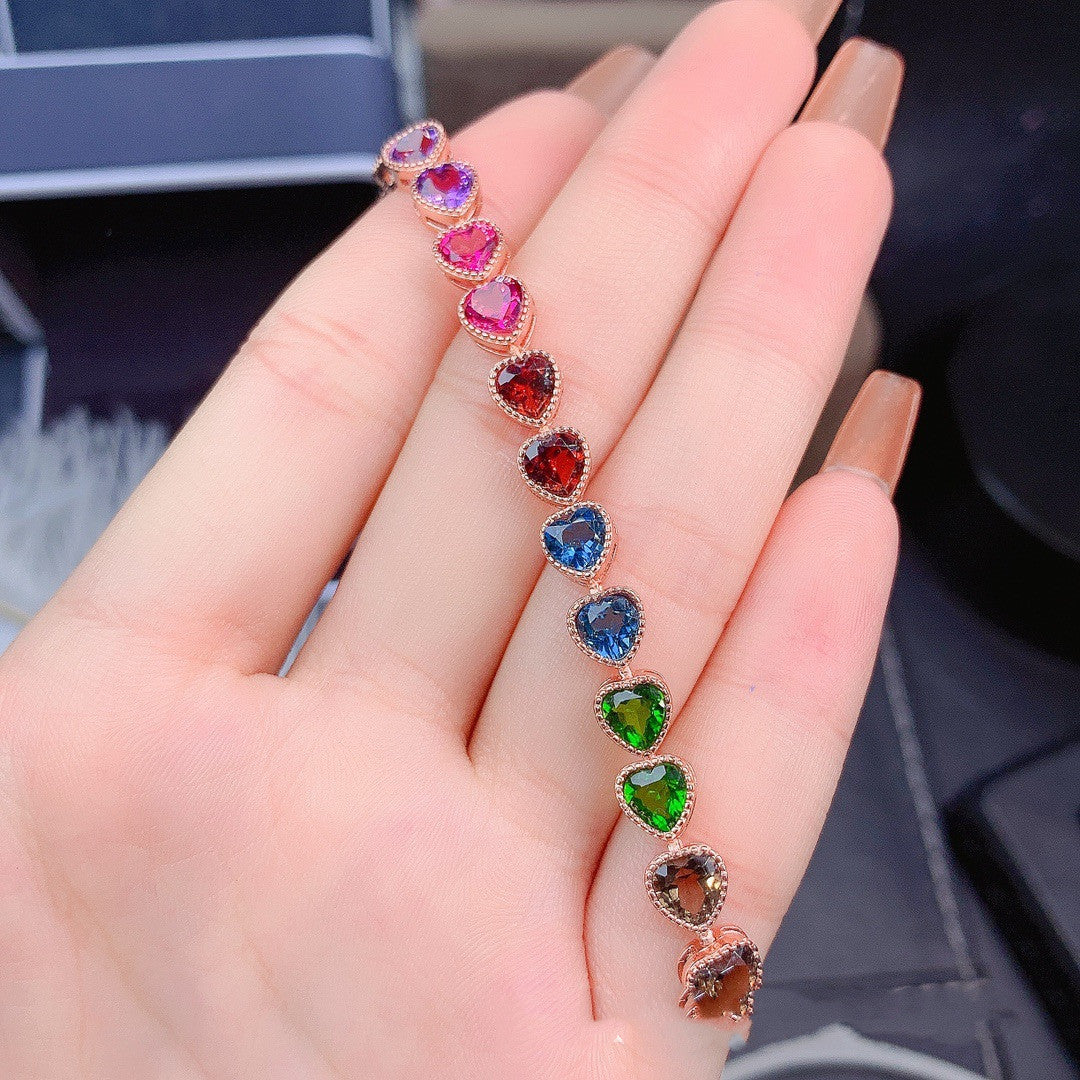 Natural Color Gemstone Bracelet For Women