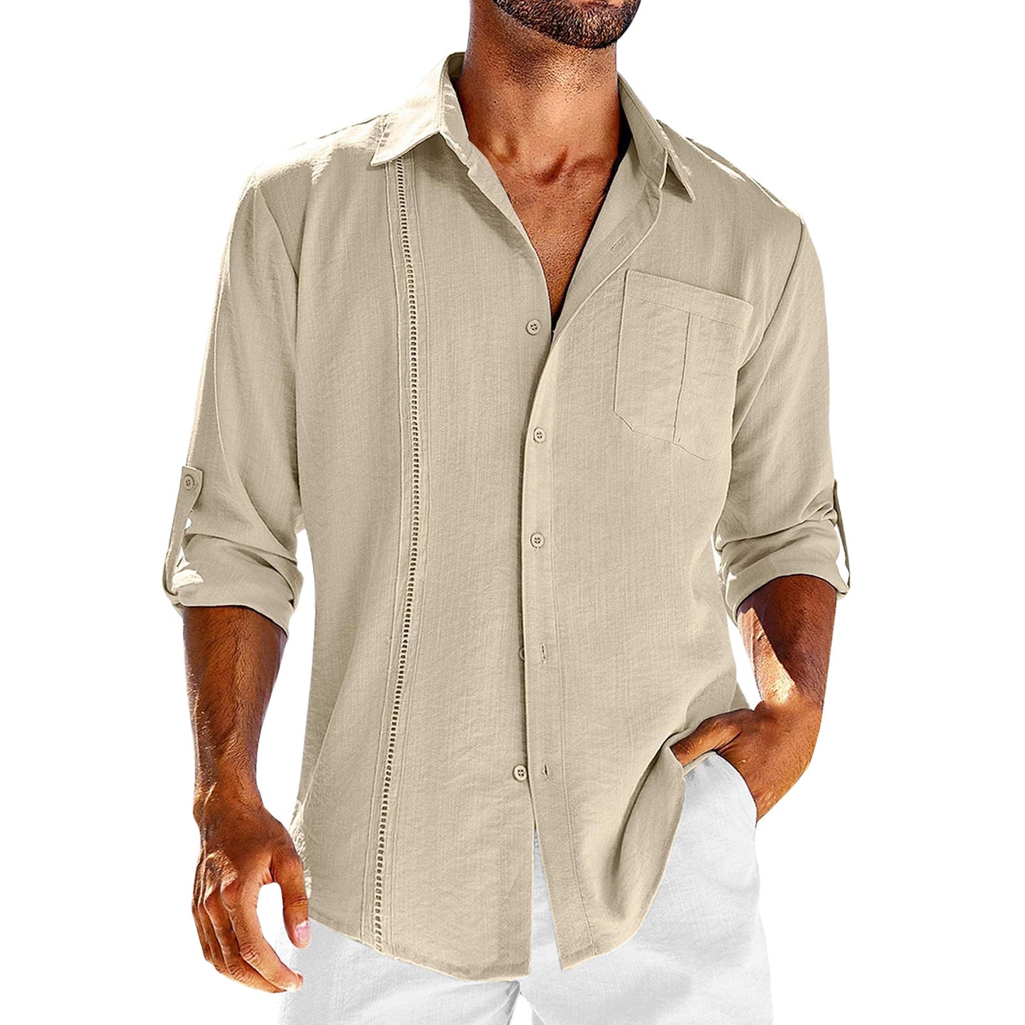 Casual Long Sleeve Shirt With Polo Collar