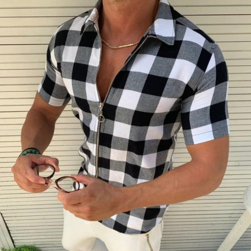 Plaid Zipper Shirt for Men