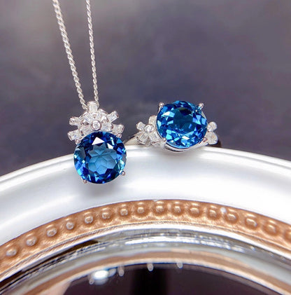 London Blue Stones Pendants Necklaces Jewelry Sets