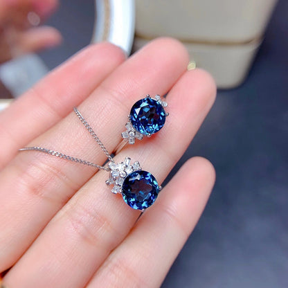 London Blue Stones Pendants Necklaces Jewelry Sets