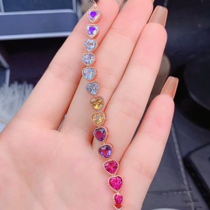 Natural Color Gemstone Bracelet For Women