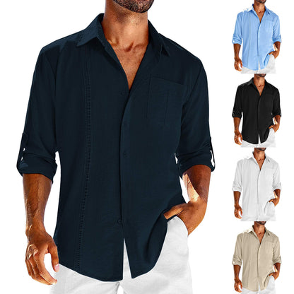 Casual Long Sleeve Shirt With Polo Collar