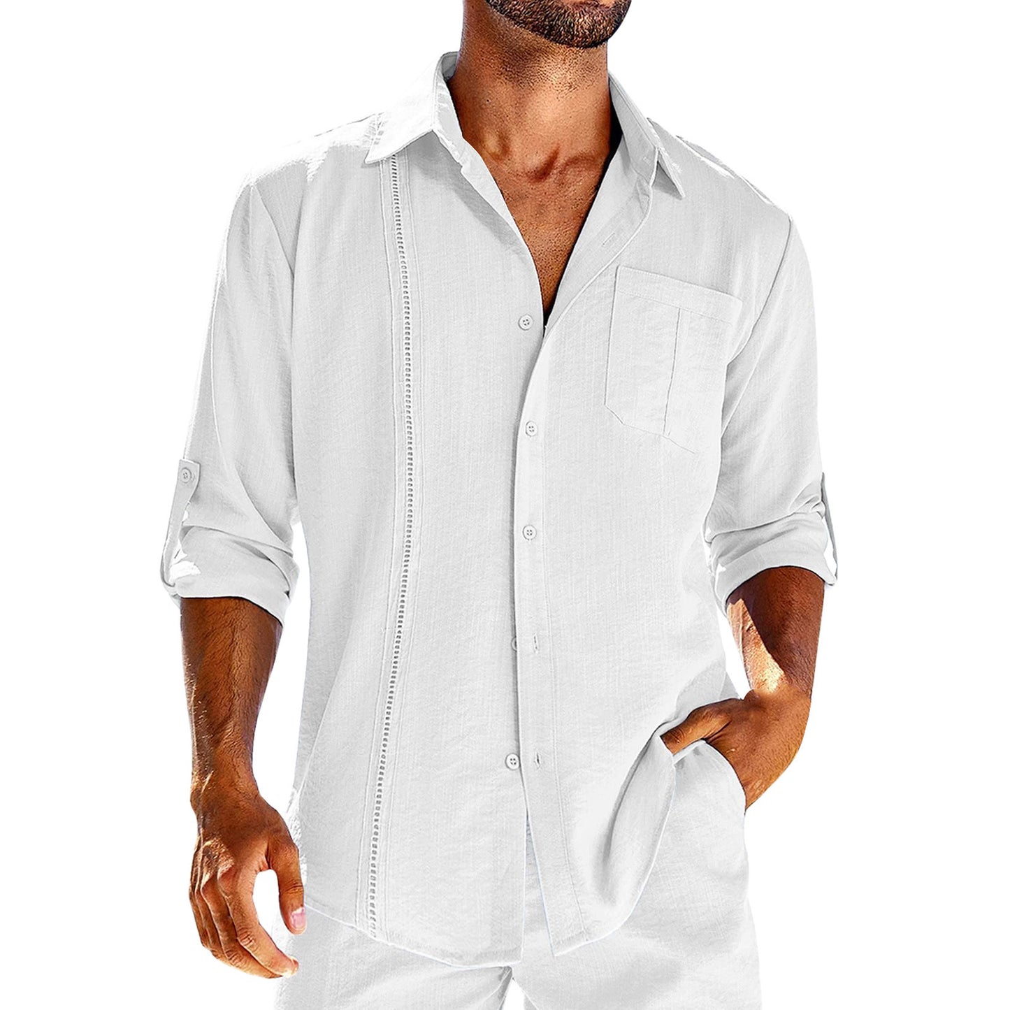 Casual Long Sleeve Shirt With Polo Collar